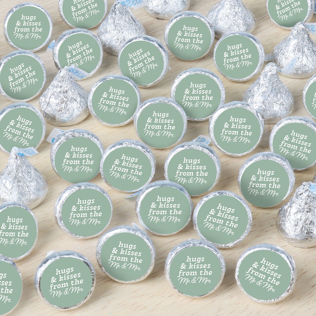 Big Dot of Happiness Sage Green Wedding Candy Stickers, Mr & Mrs Wedding Guest Favors, Party Favor Labels, Small Round Candy Stickers - 324 Count